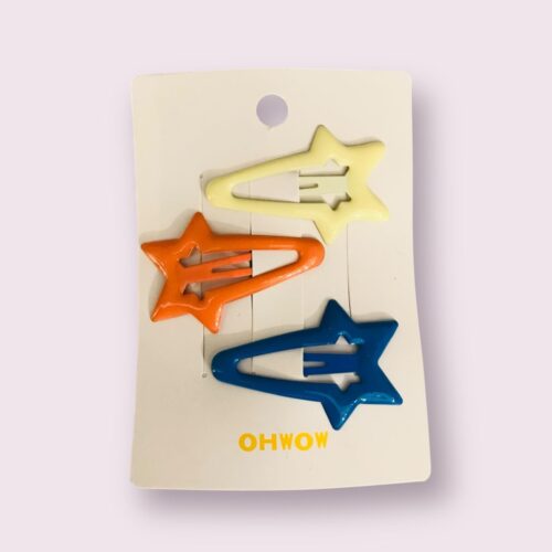 Pince à cheveux en pentagramme de couleur époxy 3 pièces