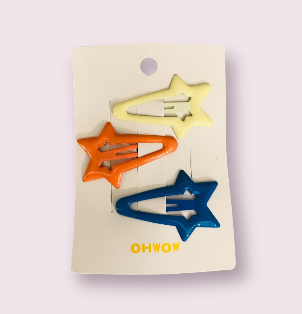 Pince à cheveux en pentagramme de couleur époxy 3 pièces