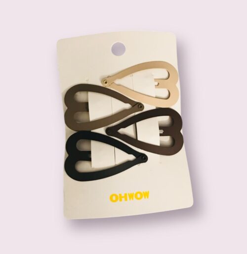 Clip BB coeur couleur cafe 4 pieces