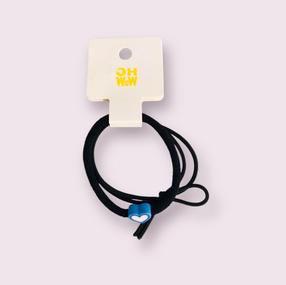 Elastique cœur poche couleur contrastée mate 2pcs