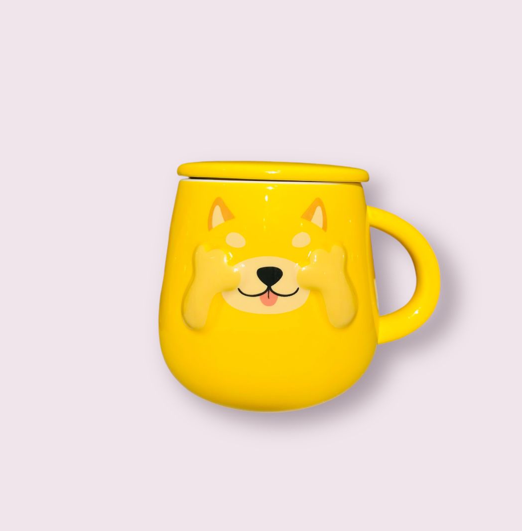 Mug en céramique couvrant les yeux d'animaux de dessin anime (380 ml)