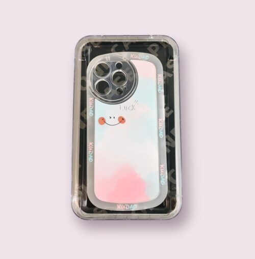 Coque de téléphone simple transparente avec grand smiley arc-en-ciel iPhone 13pro