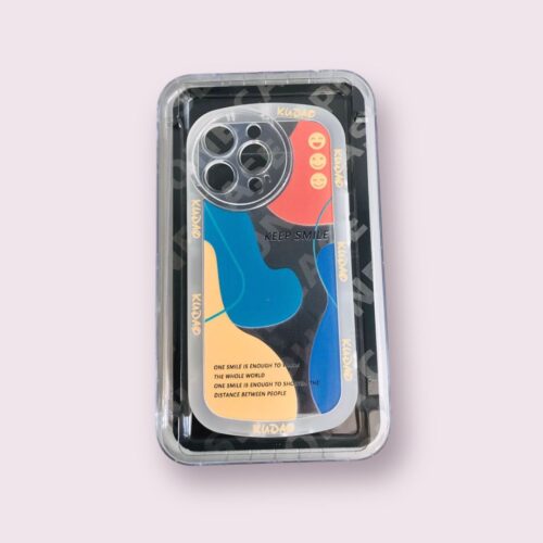 Coque de téléphone simple transparente avec grand smiley arc-en-ciel iPhone 13pro