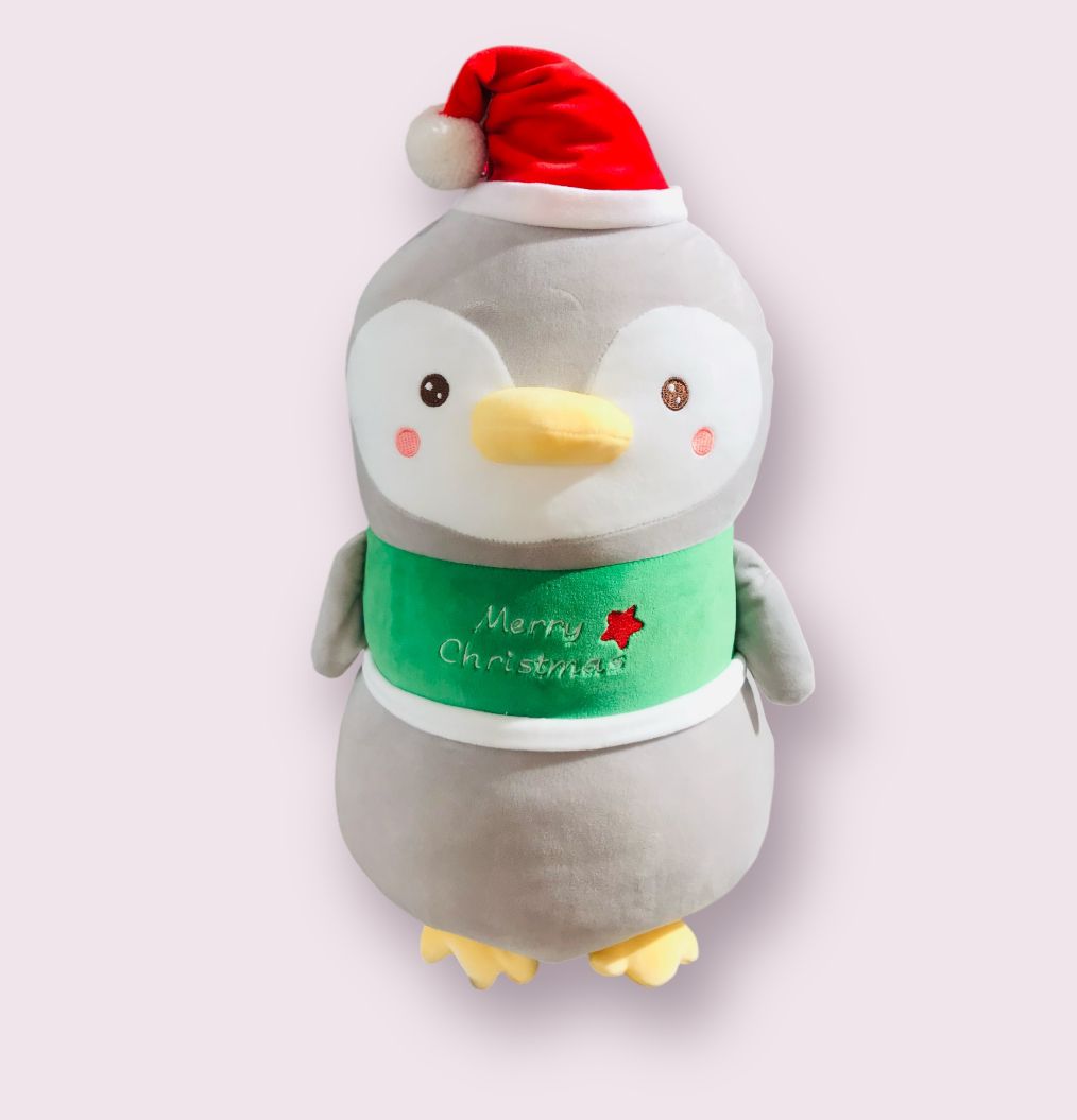 Poupée de Noël pingouin assis vert - 50 cm