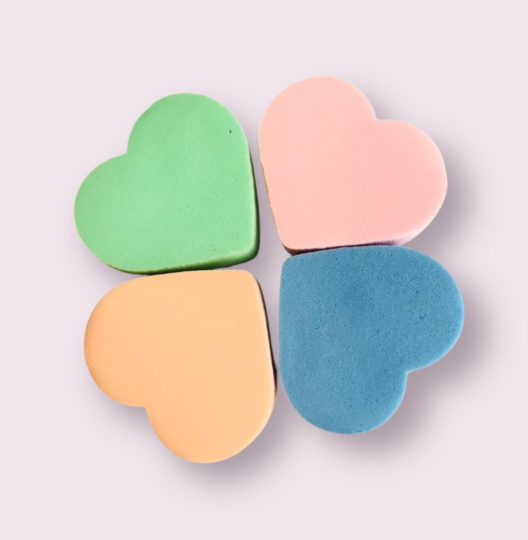 Houppette à poudre cœur 4pcs