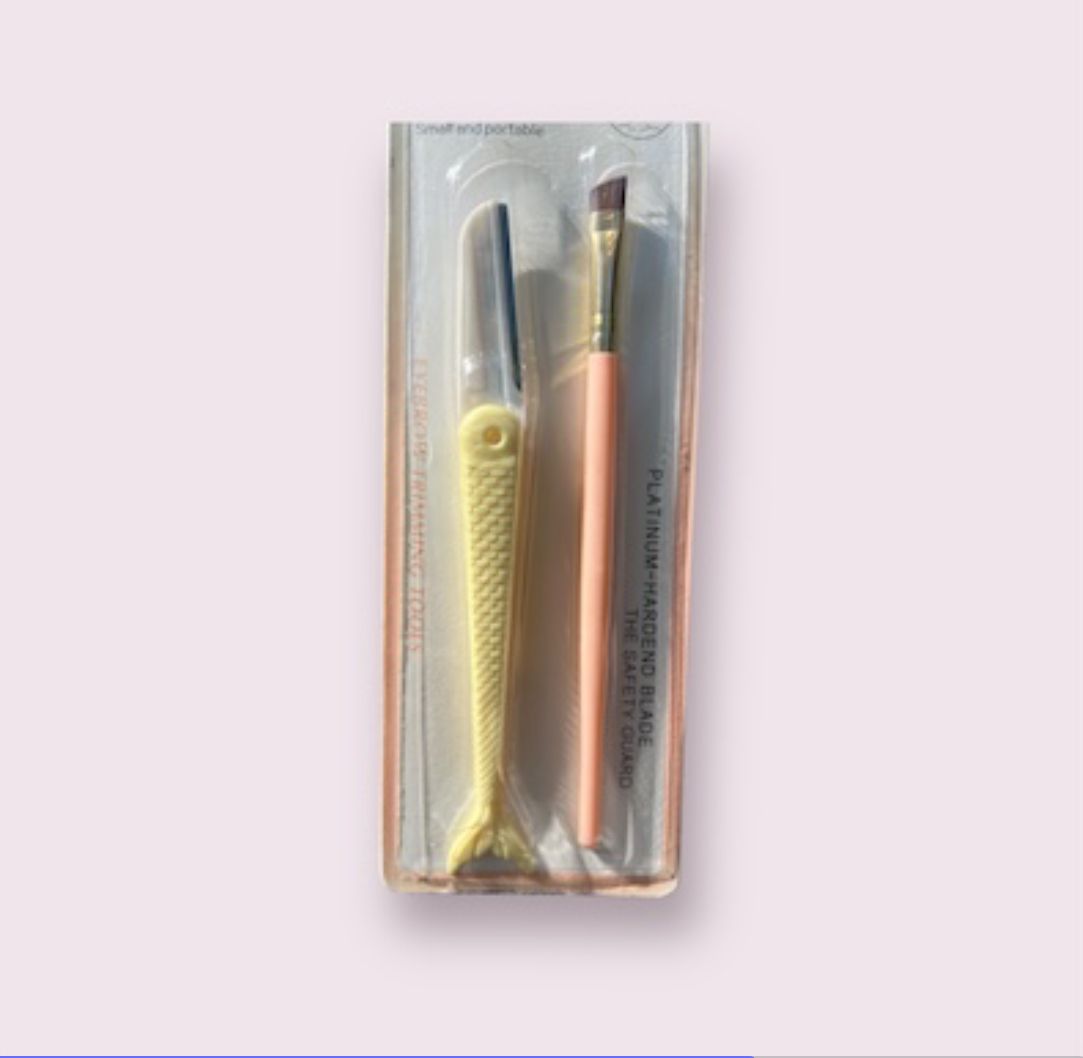 Rasoir à sourcils en forme de poisson + brosse à sourcils