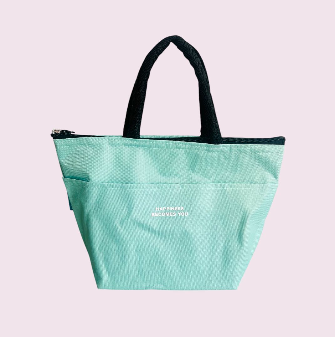 Sac à lunch bleu clair pour employé de bureau avec poche avant