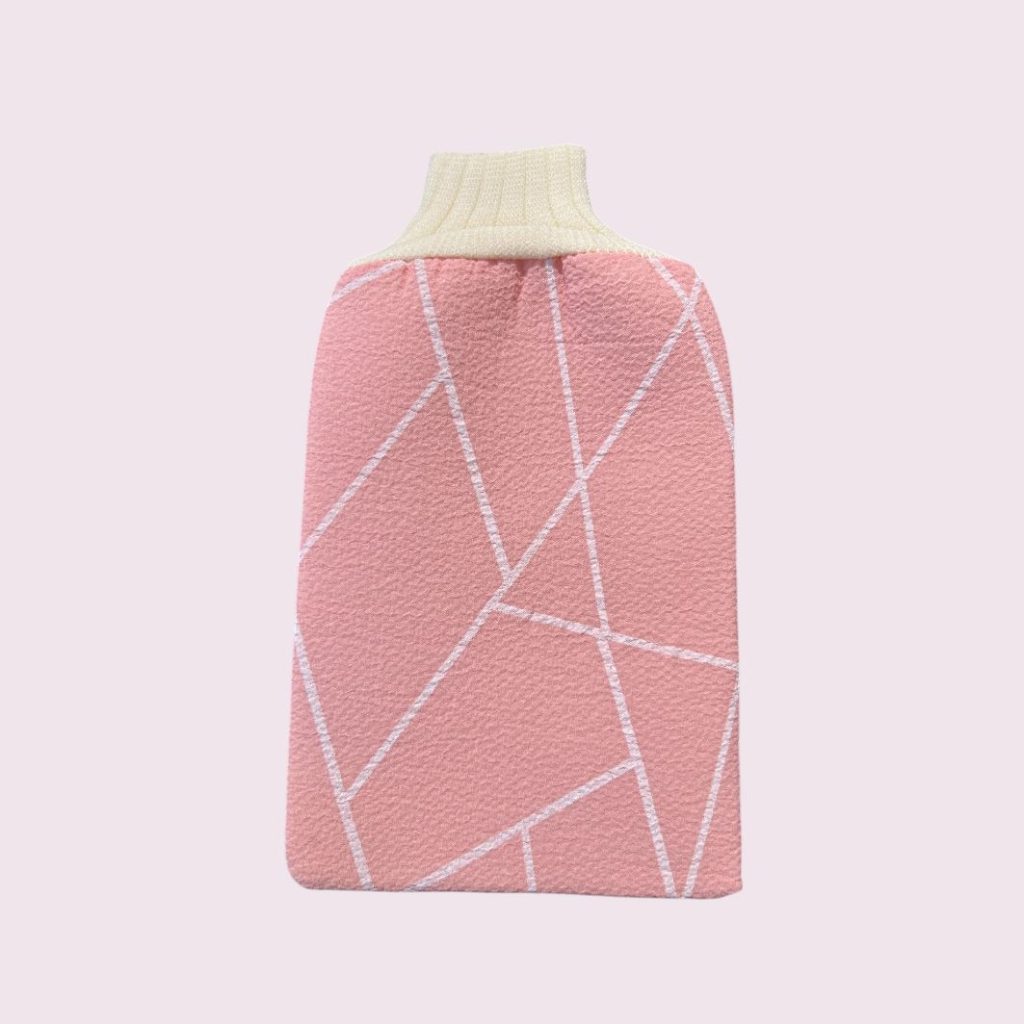 Gant de bain à friction motif geometrique