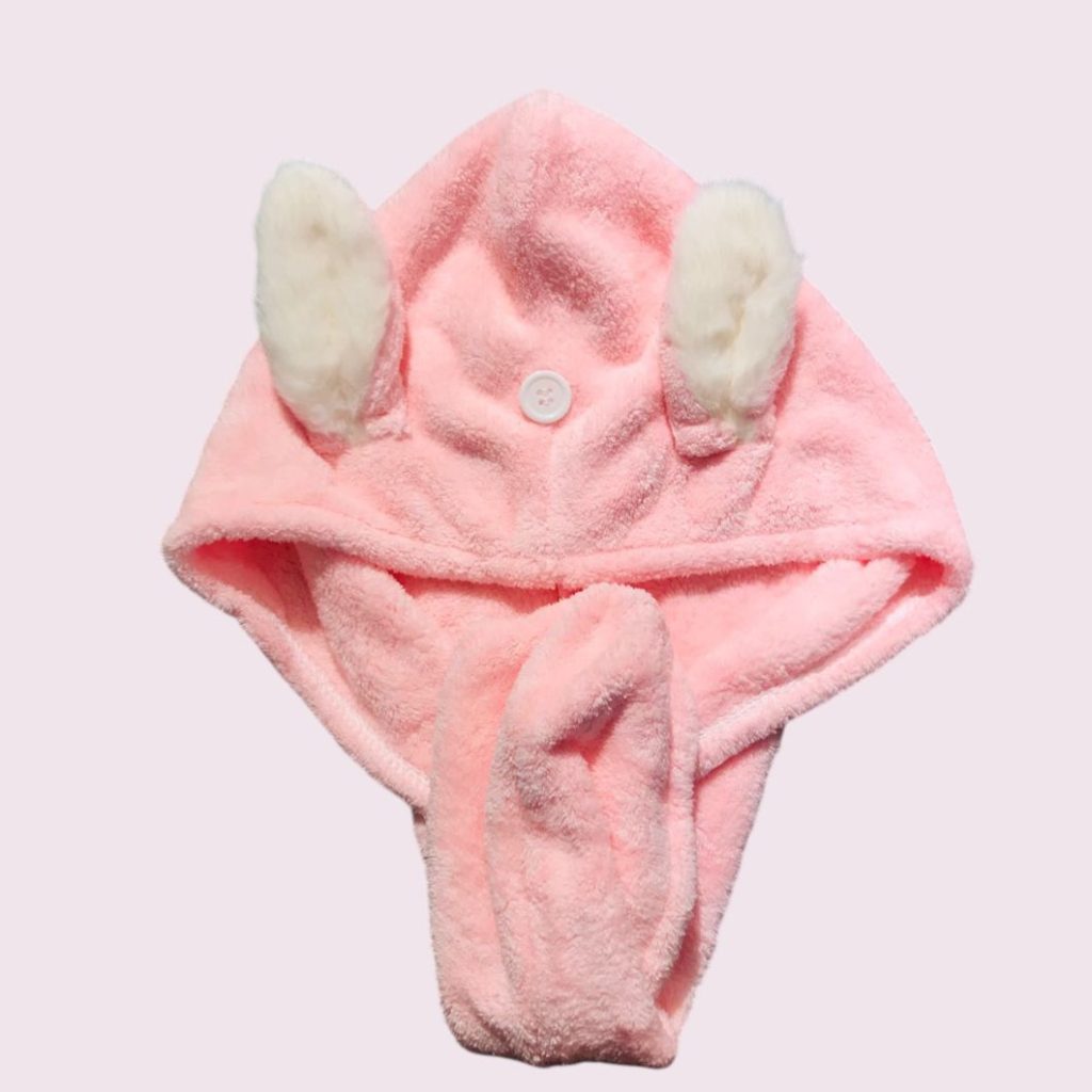 bonnet seche-cheveux oreilles de lapin