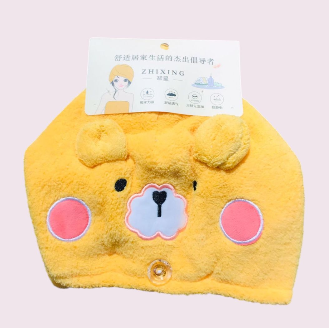Bonnet de séchage des cheveux ours rose